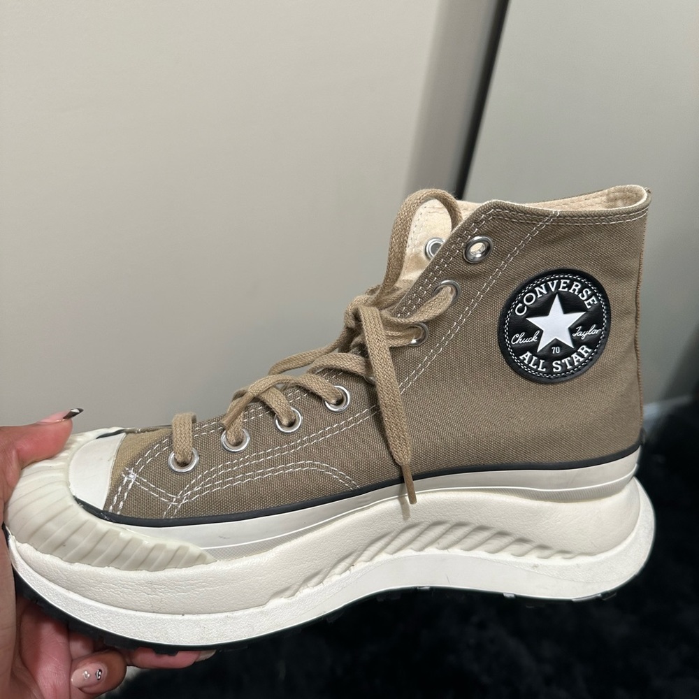 Tan Converse All Star Platform Sneakers